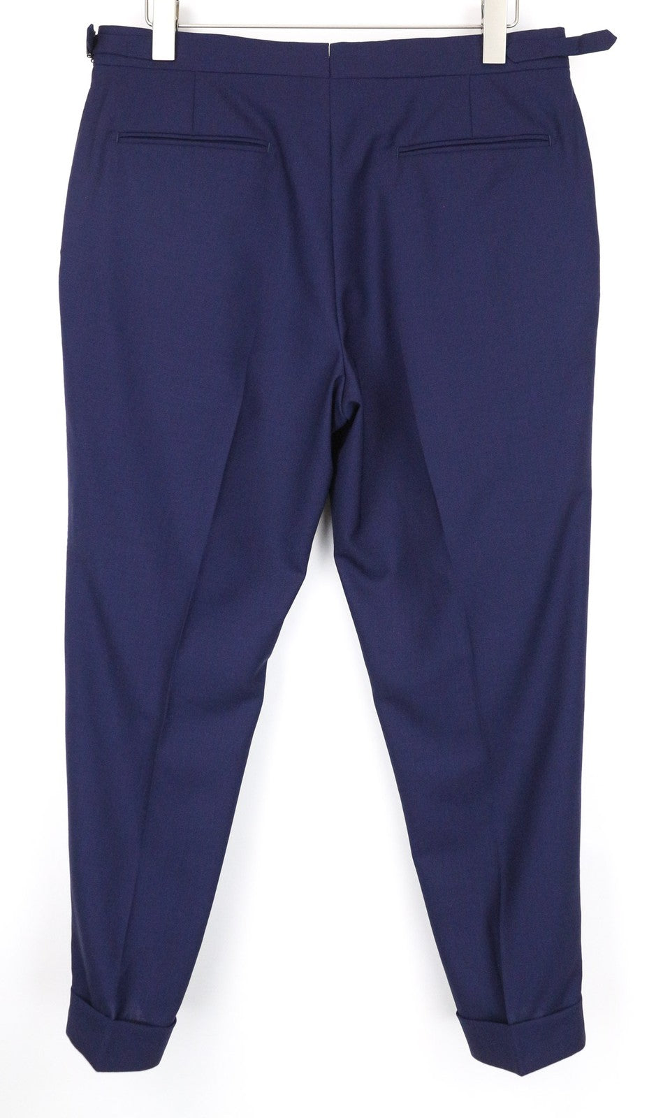 SUITSUPPLY Brescia Men's Trousers UK42R Navy Blue Slim Wool Melange Turn-Up Hem