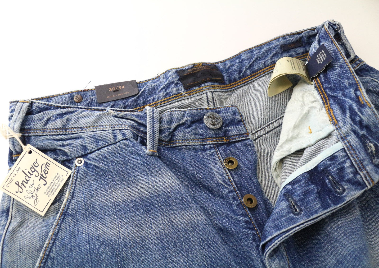 SCOTCH & SODA Fleet Men's Jeans W30/L34 Blue Distressed 3D Anti Fit Non-Stretch