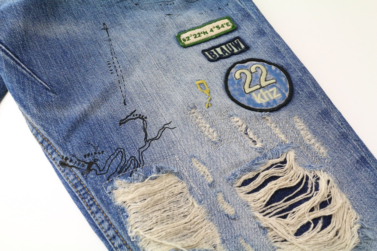 SCOTCH & SODA Fleet Men's Jeans W30/L34 Blue Distressed 3D Anti Fit Non-Stretch