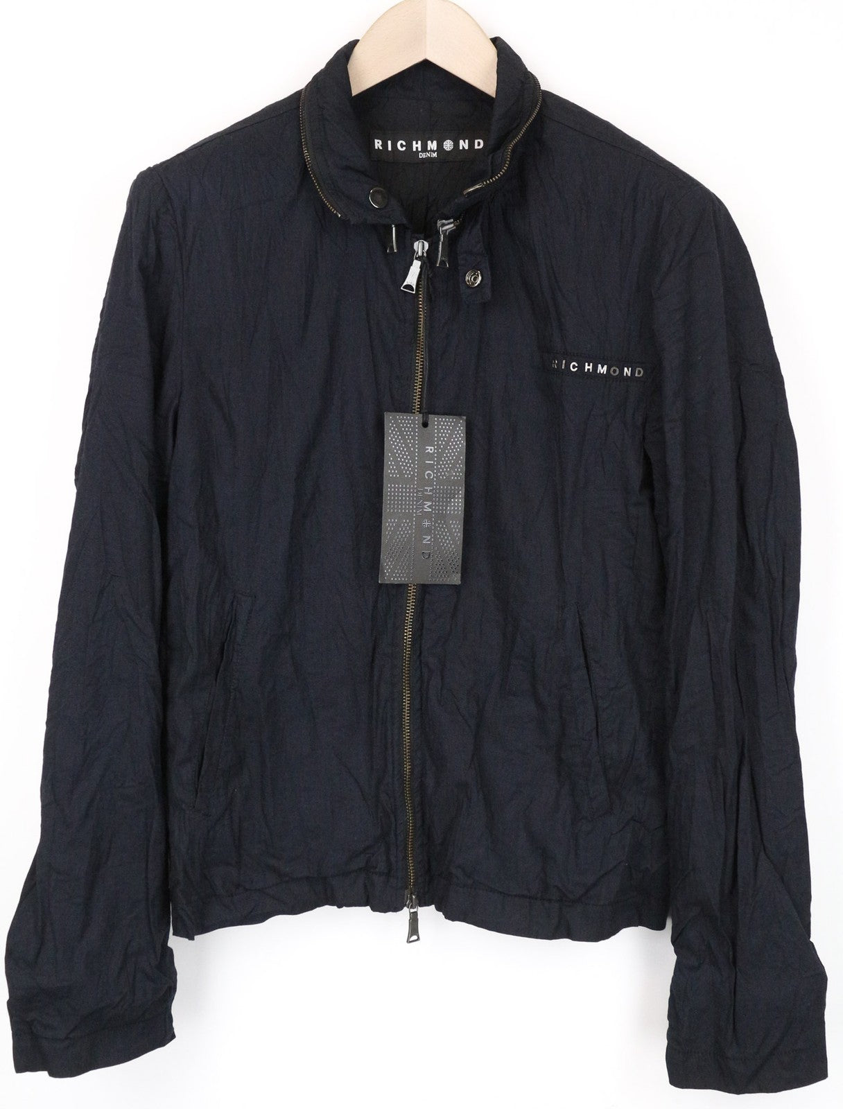 RICHMOND vyriška striukė IT48 juoda medvilnės mišinio lengva dizainerio striukė vėjui 