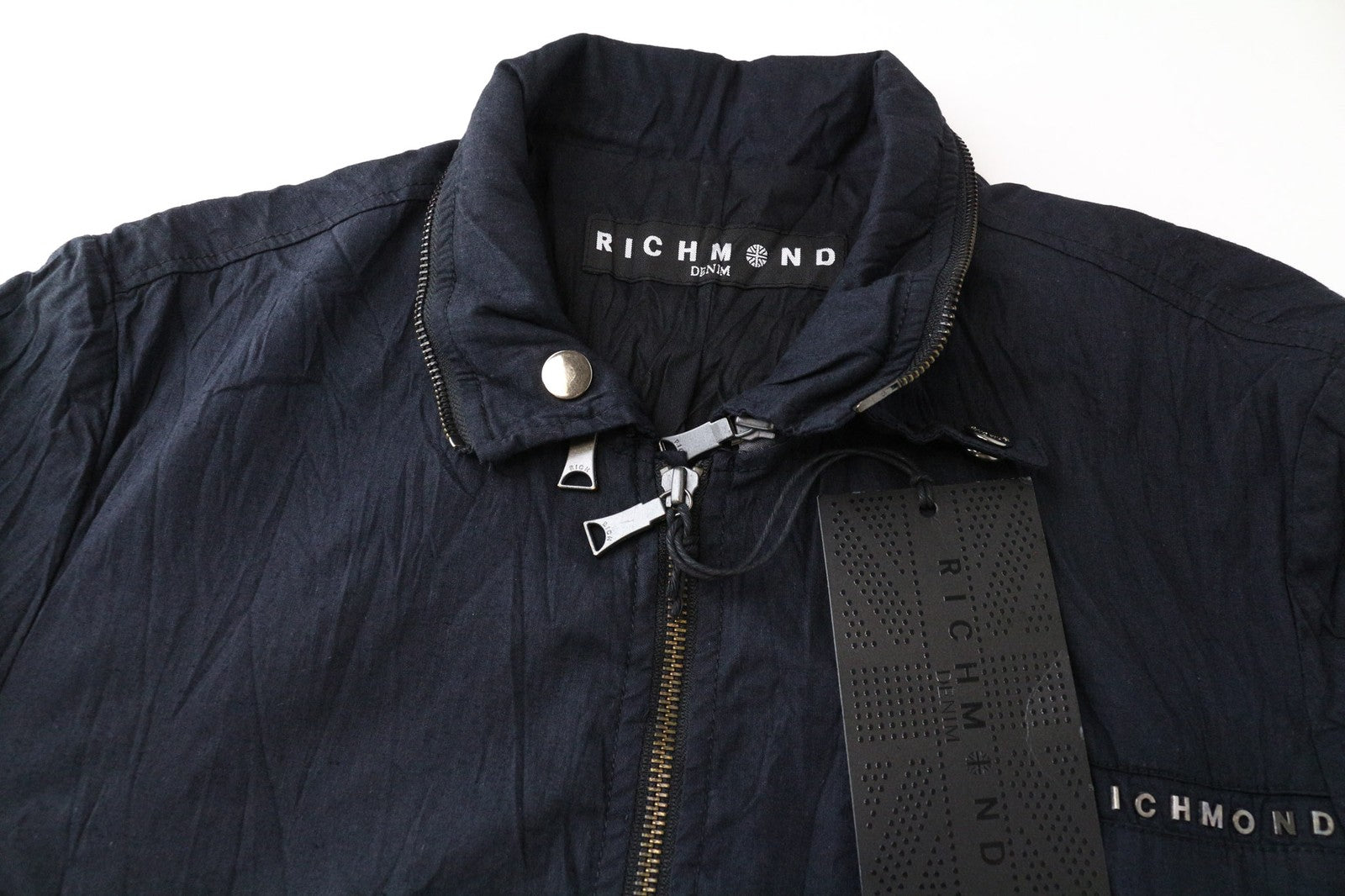 RICHMOND vyriška striukė IT48 juoda medvilnės mišinio lengva dizainerio striukė vėjui 