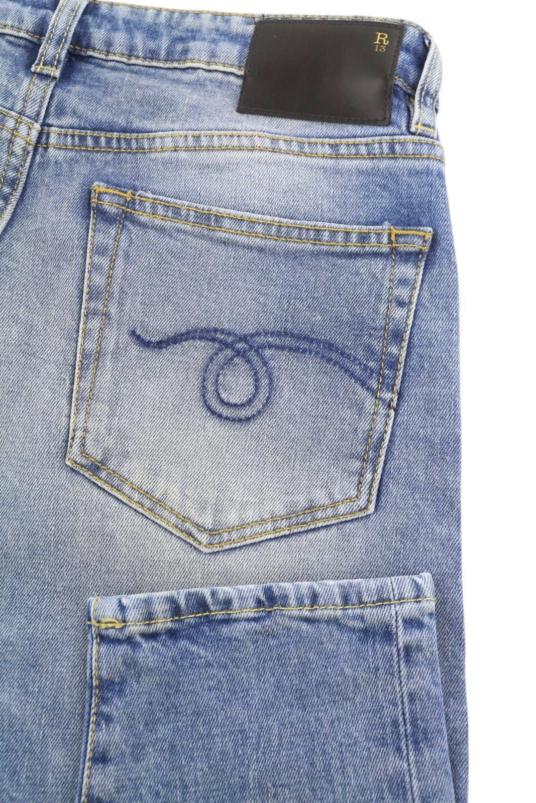 R13 Boy Skinny Women Jeans 27 Jasper Stretch Washed Faded Ankle Cropped Blue