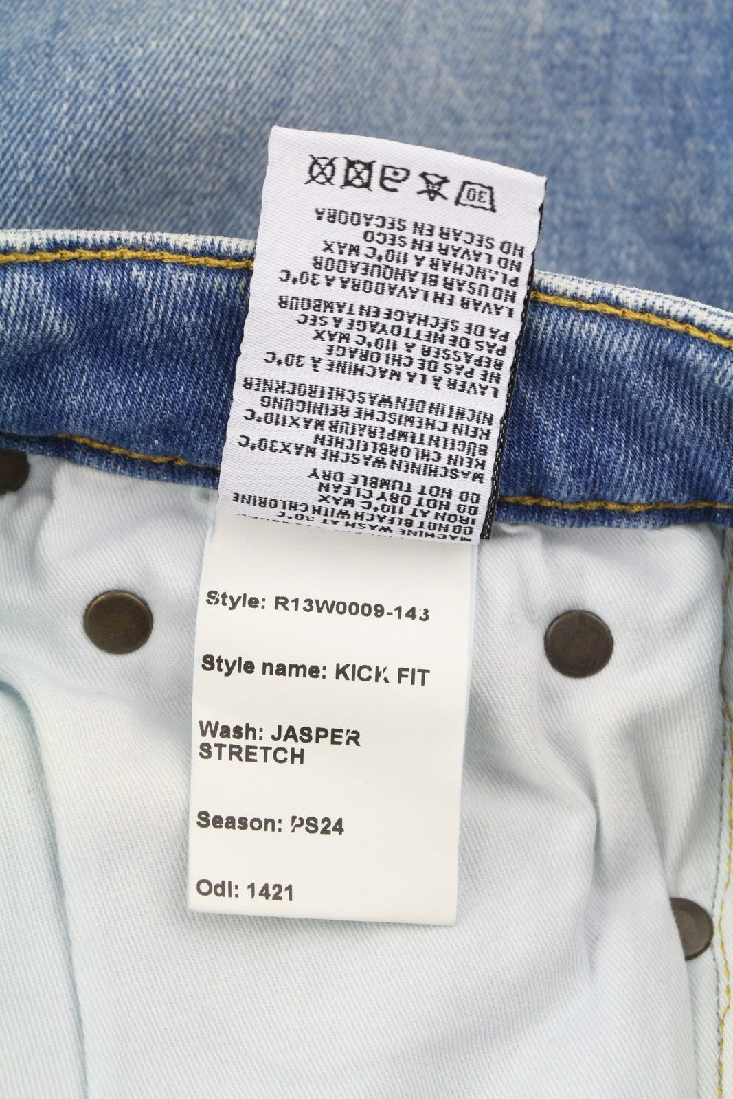 R13 Kick Fit Women Jeans 24 Jasper Stretch Washed Faded Ankle Cropped Denim