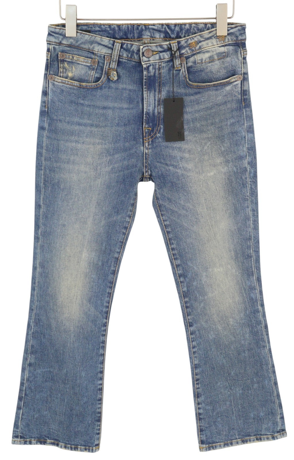 R13 Kick Fit moteriški džinsai 29 Kelly Stretch skalbti išblukę trumpinti iki kulkšnių RRP 699 € 