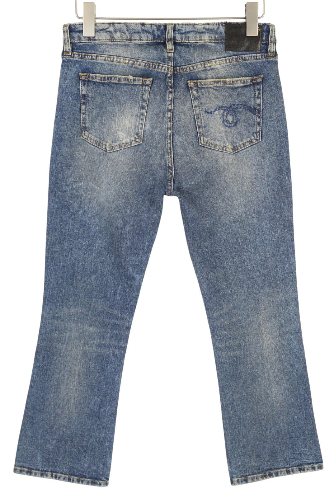 R13 Kick Fit moteriški džinsai 29 Kelly Stretch skalbti išblukę trumpinti iki kulkšnių RRP 699 € 