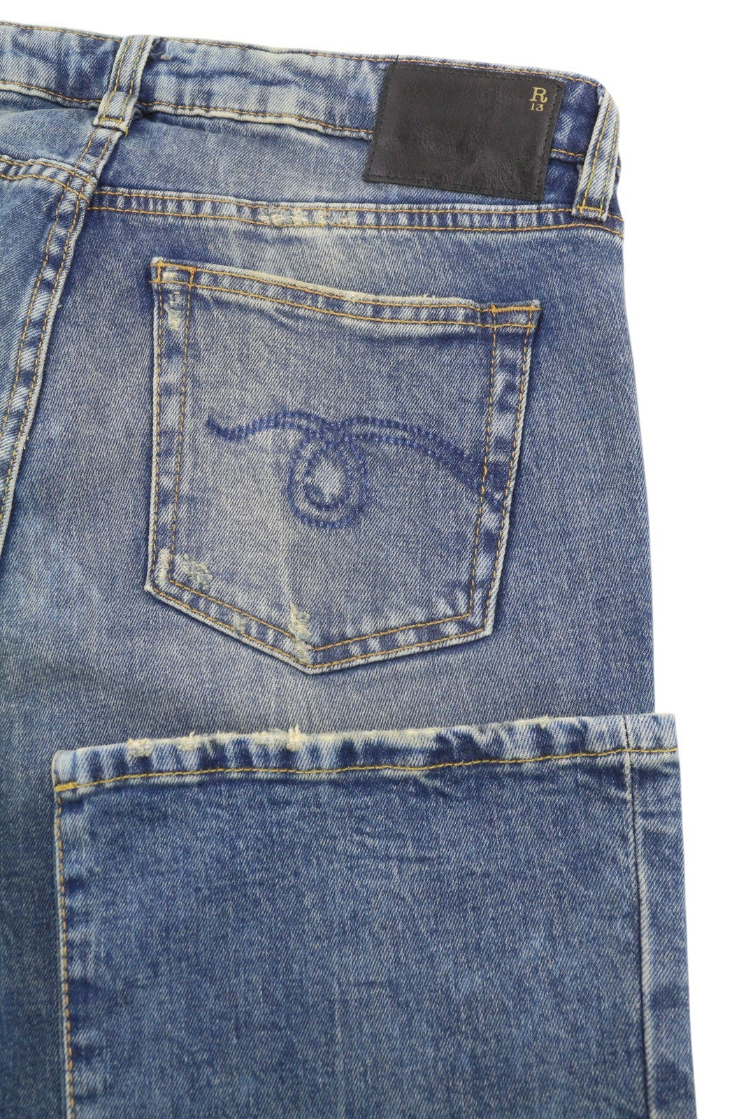 R13 Kick Fit moteriški džinsai 29 Kelly Stretch skalbti išblukę trumpinti iki kulkšnių RRP 699 € 