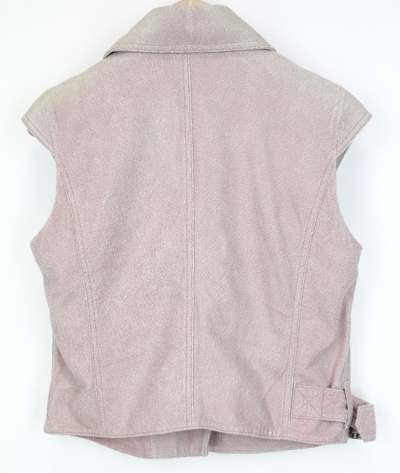 DIESEL moteriška XS dydžio rožinė berankovė avikailio odinė liemenė su diržu juosmenyje 