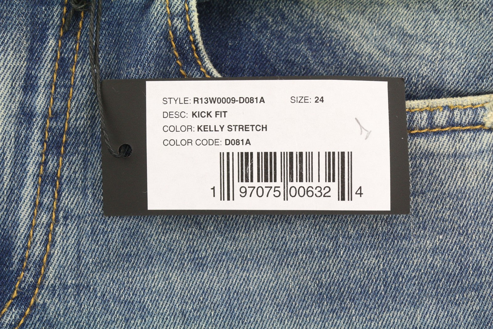 R13 Kick Fit moteriški džinsai 24 Kelly Stretch skalbti išblukę trumpinti iki kulkšnių RRP 699 € 