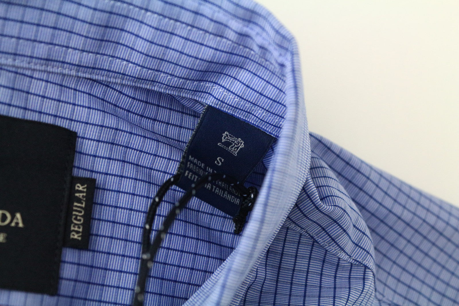 SCOTCH &amp; SODA vyriški marškinėliai S dydžio mėlyni languoti medvilniniai marškinėliai su sagomis ir ilgomis rankovėmis 