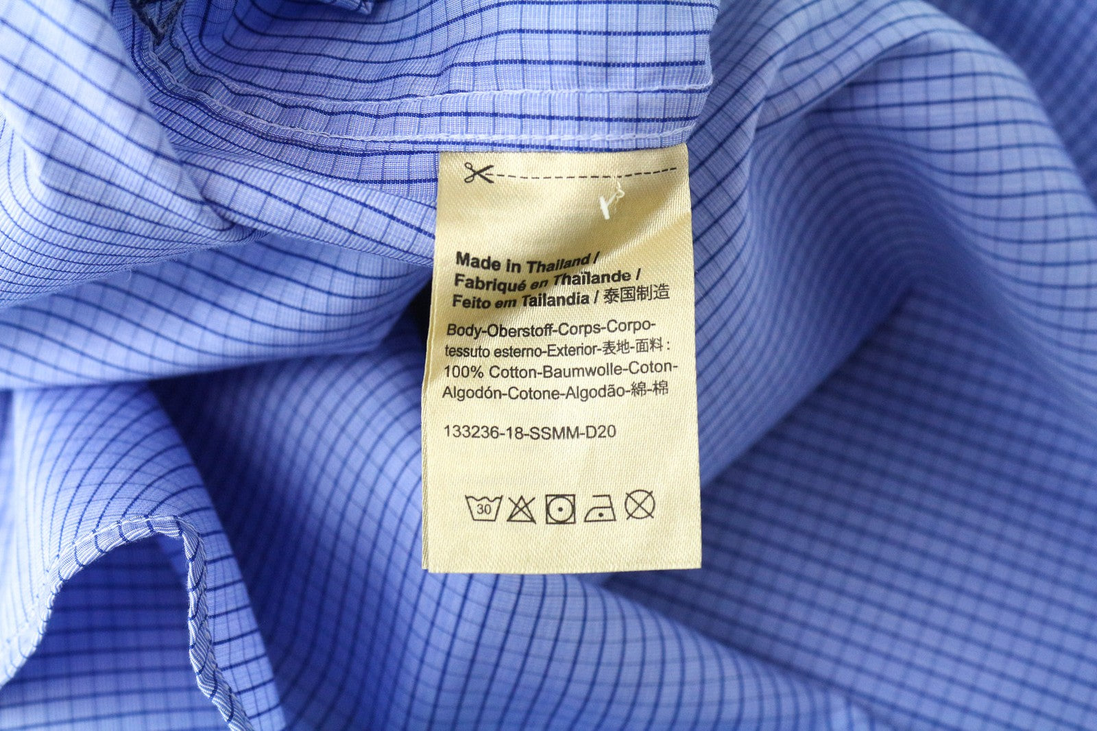 SCOTCH &amp; SODA vyriški marškinėliai S dydžio mėlyni languoti medvilniniai marškinėliai su sagomis ir ilgomis rankovėmis 