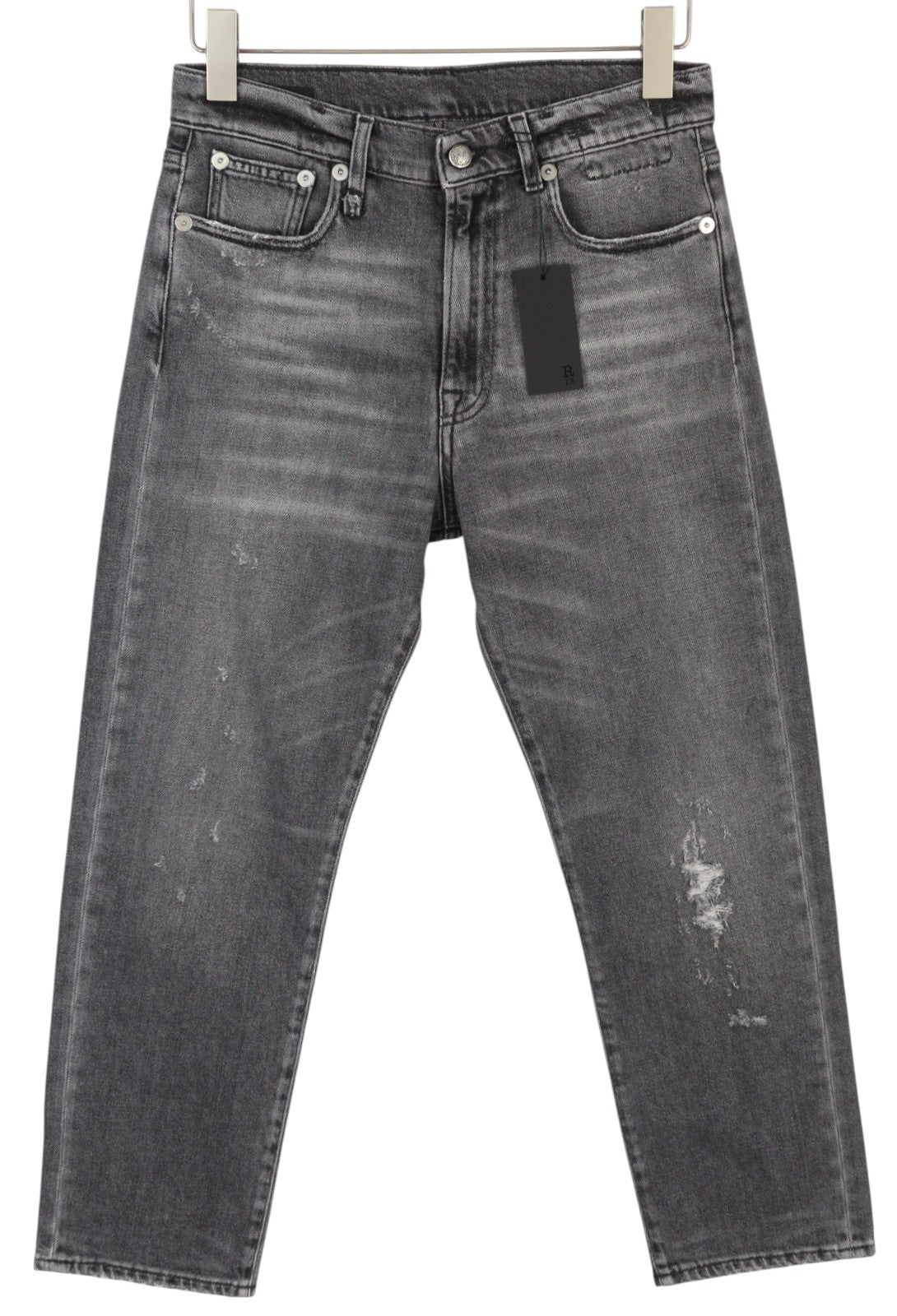 R13 Boyfriend moteriški džinsai 25 Vintage pilki skalbti išblukę plėšyti džinsai 
