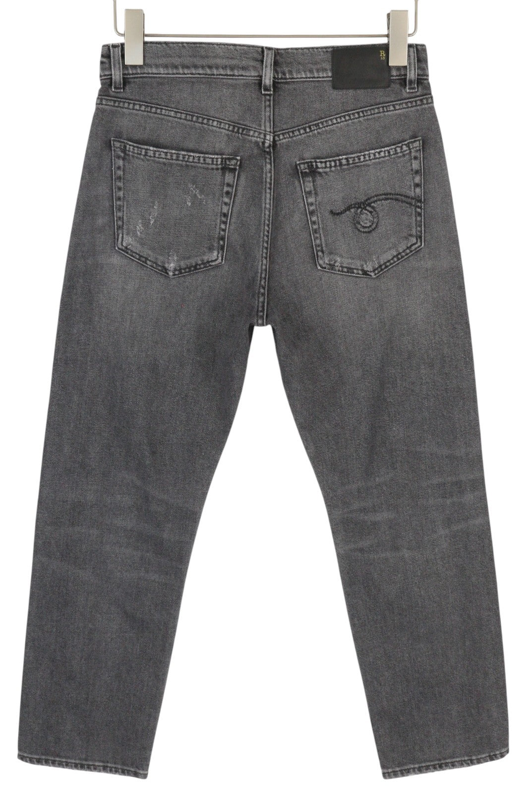 R13 Boyfriend moteriški džinsai 25 Vintage pilki skalbti išblukę plėšyti džinsai 