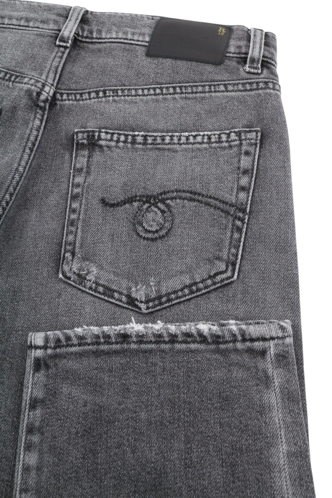 R13 Boyfriend moteriški džinsai 25 Vintage pilki skalbti išblukę plėšyti džinsai 