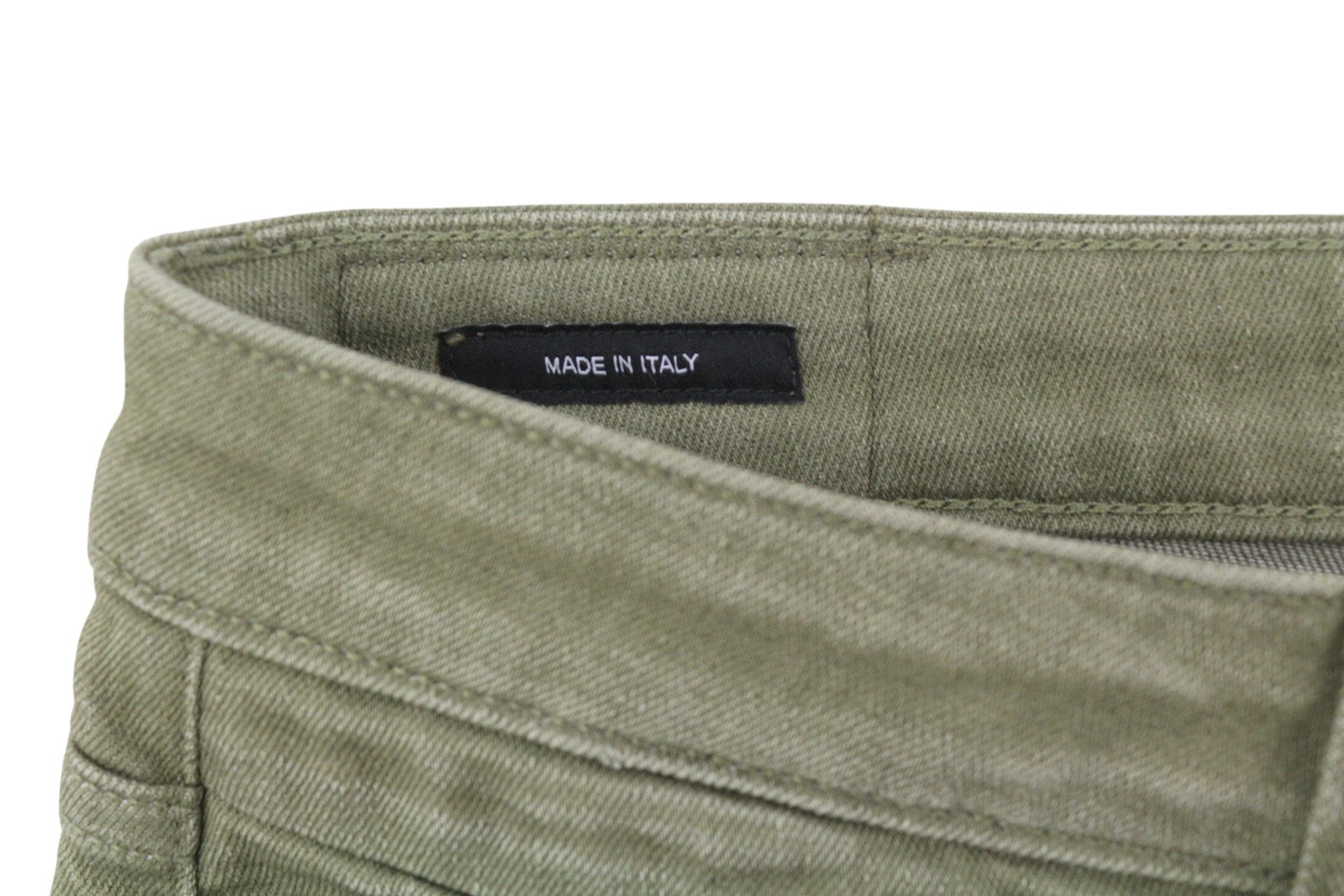 R13 berniukiški tiesūs moteriški džinsai 27 alyvuogių žalios spalvos, tamprūs, išblukę, trumpinti iki kulkšnių. 