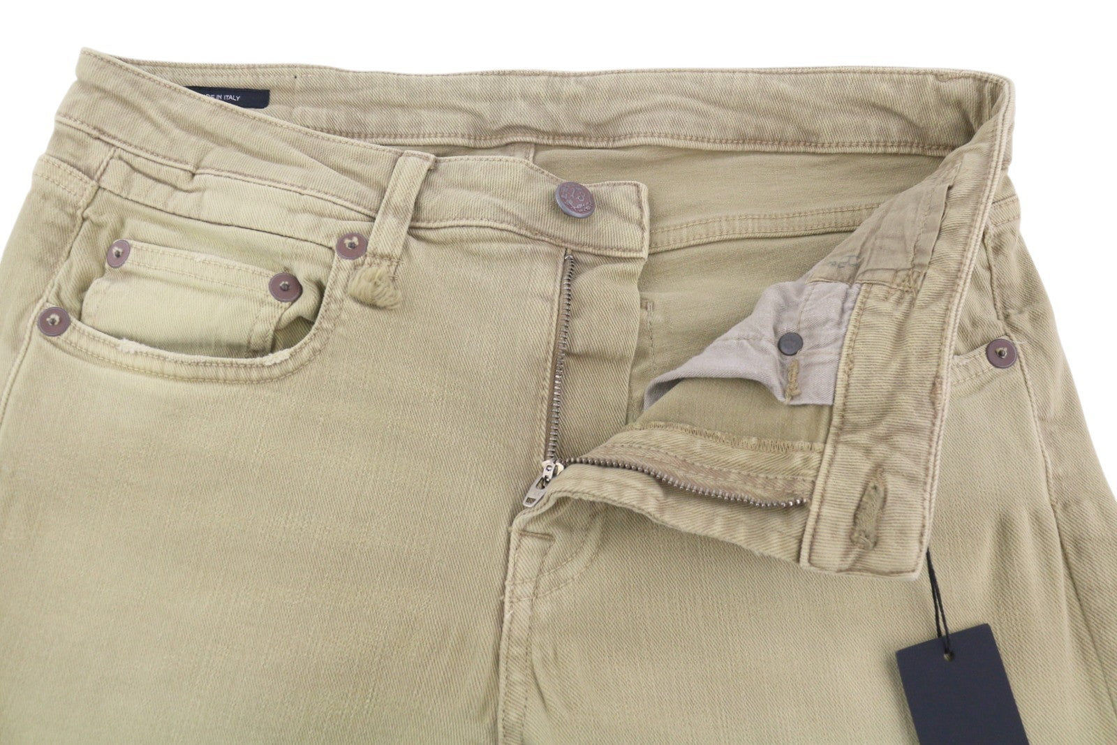 R13 berniukiški tiesūs moteriški džinsai, 29 chaki spalvos, tamprūs, trumpinti iki kulkšnių, rekomenduojama kaina – 699 € 