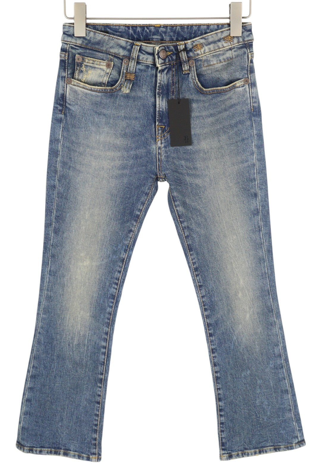 R13 Kick Fit moteriški džinsai 25 Kelly Stretch skalbti išblukę trumpinti iki kulkšnių RRP 699 € 