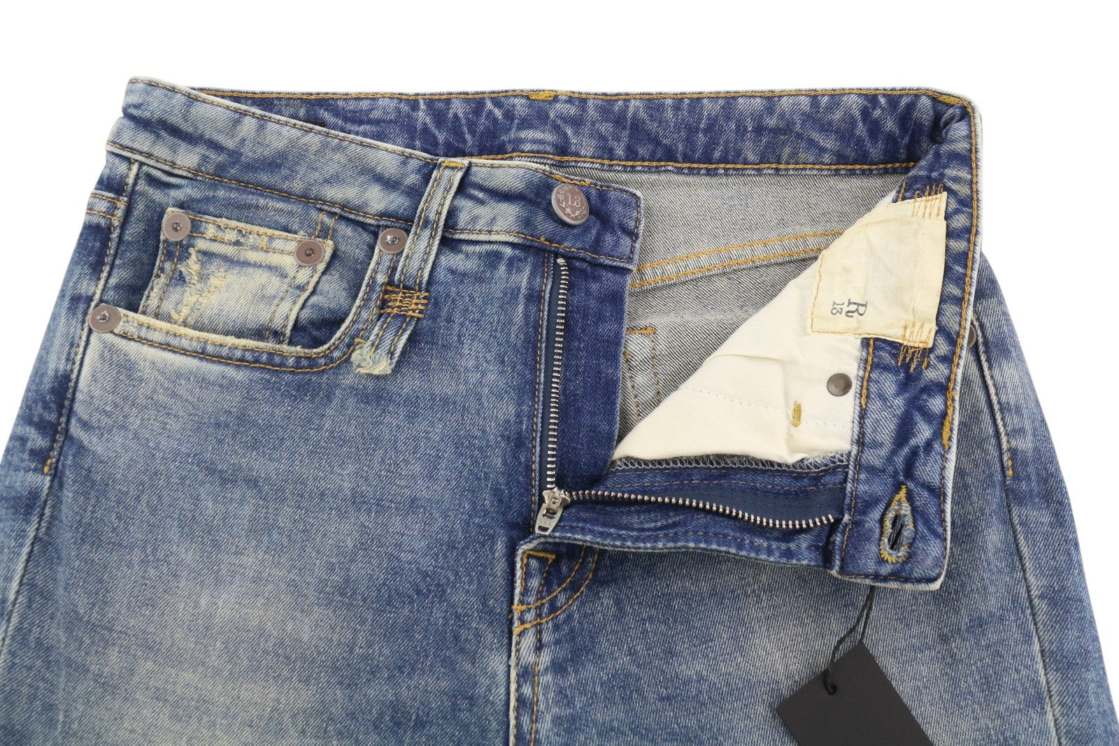 R13 Kick Fit moteriški džinsai 25 Kelly Stretch skalbti išblukę trumpinti iki kulkšnių RRP 699 € 