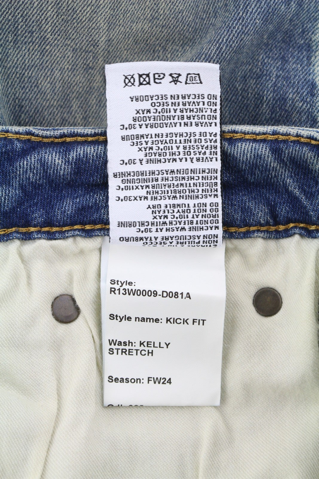 R13 Kick Fit moteriški džinsai, 26 Kelly tamprūs, skalbti, išblukę, iki kulkšnių, RRP 699 € * 