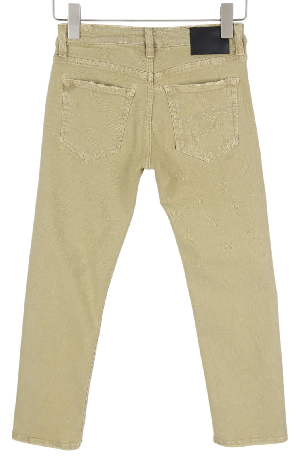 R13 berniukiški tiesūs moteriški džinsai, 24 chaki spalvos, tamprūs, skalbti, laisvalaikio stiliaus, iki kulkšnių, RRP 699 € 