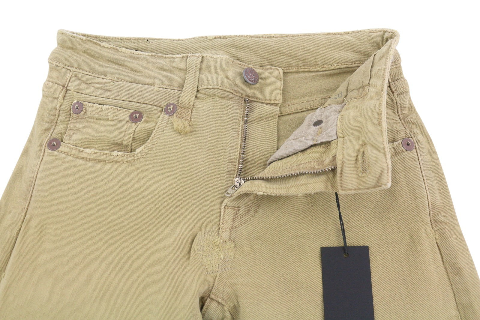 R13 berniukiški tiesūs moteriški džinsai, 24 chaki spalvos, tamprūs, skalbti, laisvalaikio stiliaus, iki kulkšnių, RRP 699 € 