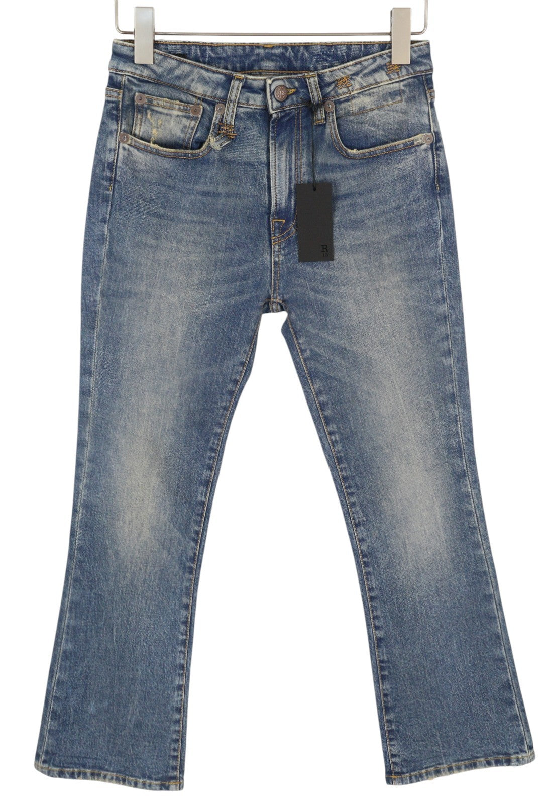 R13 Kick Fit moteriški džinsai 26 Kelly Stretch skalbti išblukę trumpinti iki kulkšnių RRP 699 € 