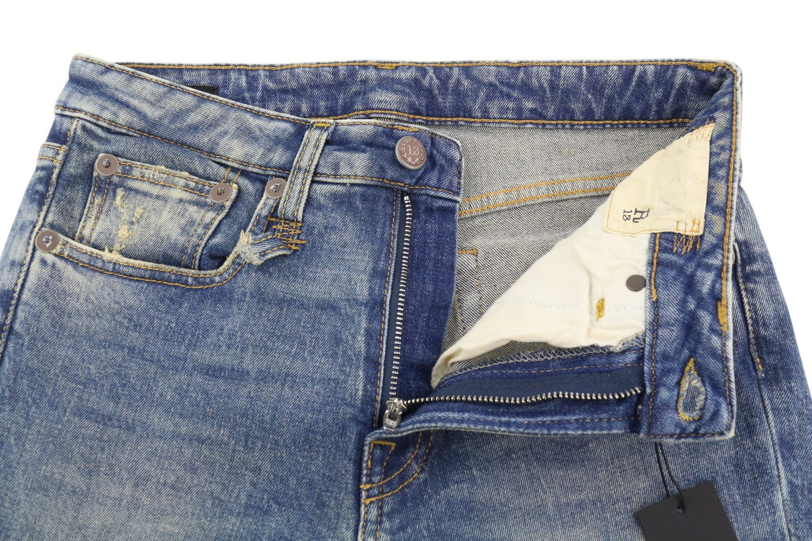 R13 Kick Fit moteriški džinsai 26 Kelly Stretch skalbti išblukę trumpinti iki kulkšnių RRP 699 € 