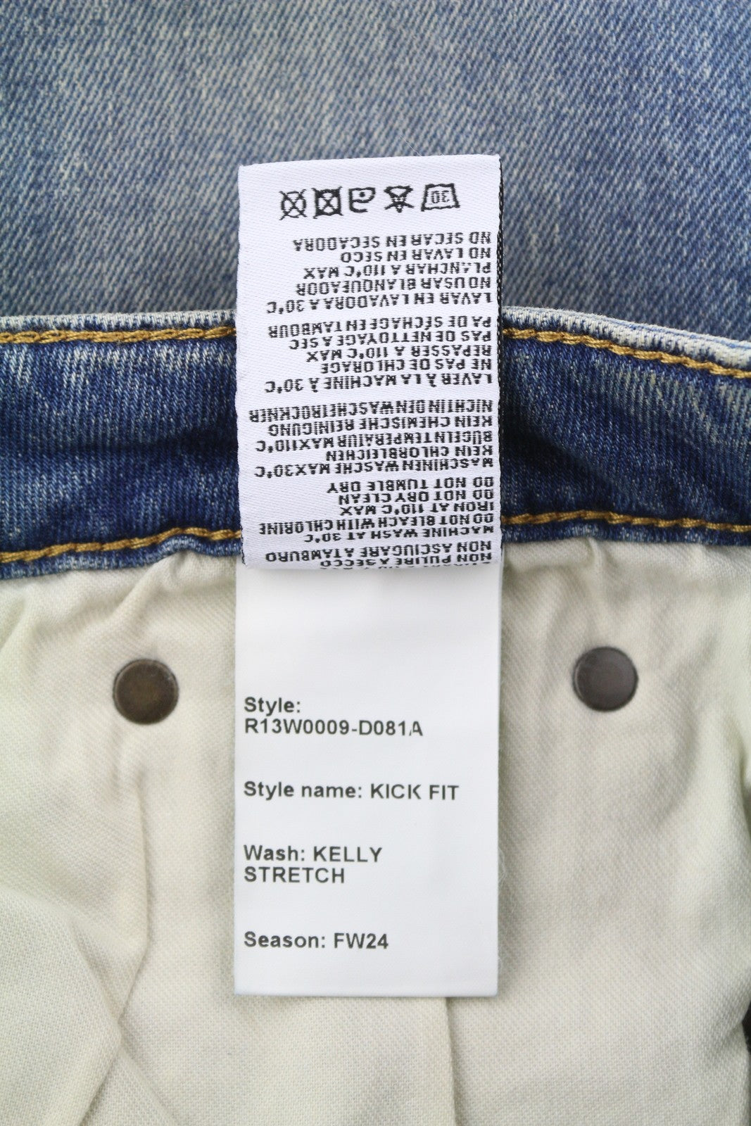 R13 Kick Fit moteriški džinsai 26 Kelly Stretch skalbti išblukę trumpinti iki kulkšnių RRP 699 € 