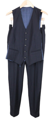 SUITSUPPLY Ferrara Men's Suit UK34R Navy Blue 2 Piece Waistcoat & Trousers Wool