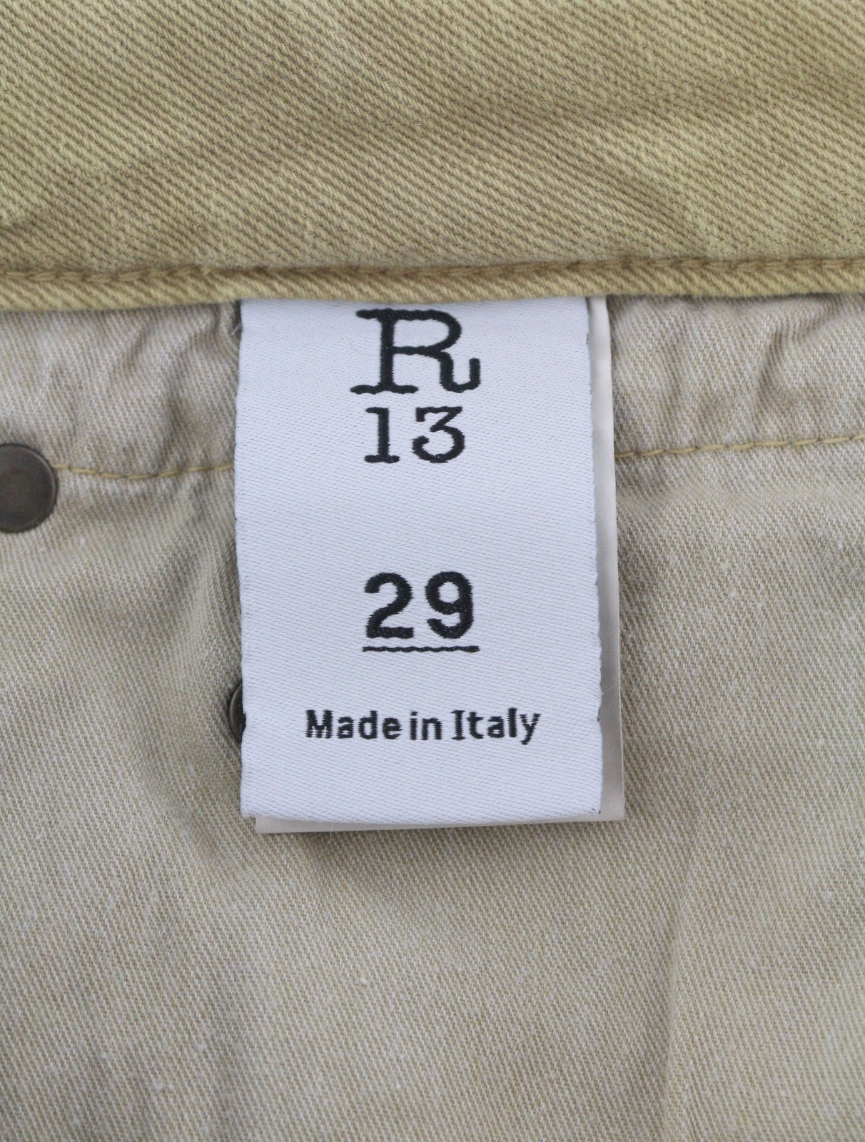 R13 berniukiški tiesūs moteriški džinsai, 29 chaki spalvos, tamprūs, skalbti, laisvalaikio stiliaus, iki kulkšnių, RRP 699 € 