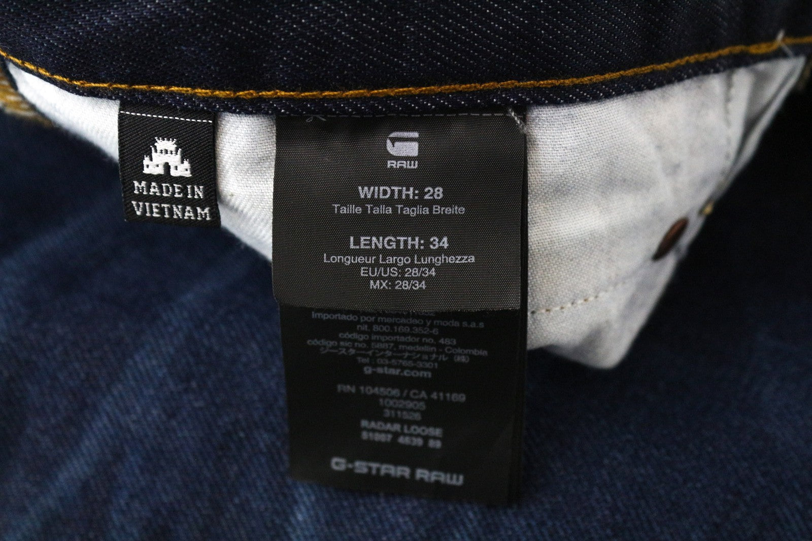 G-STAR RAW Radar vyriški džinsai W28/L34 laisvo kirpimo, mėlyni, skalbtos grynos medvilnės džinsai 