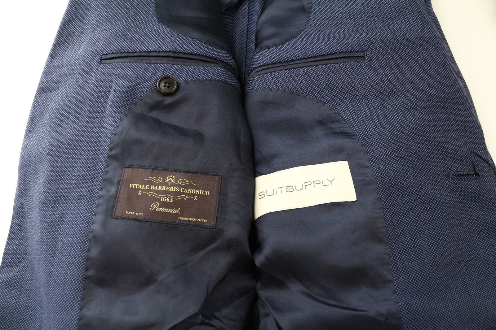 SUITSUPPLY La Spalla vyriškas švarkas, UK36R, mėlynas, vilnonis, vienaeilis, klasikinio kirpimo 