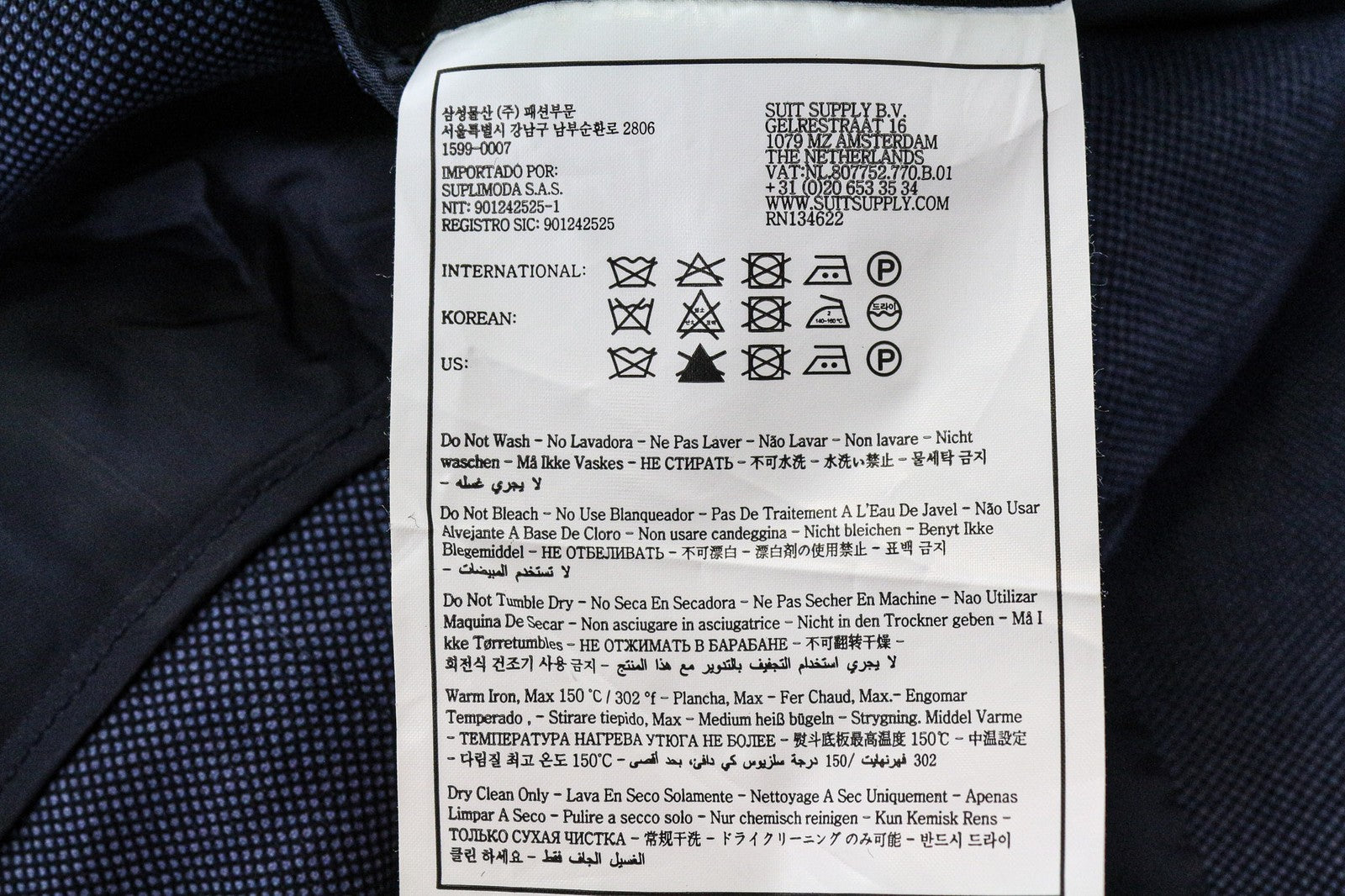 SUITSUPPLY La Spalla vyriškas švarkas, UK36R, mėlynas, vilnonis, vienaeilis, klasikinio kirpimo 