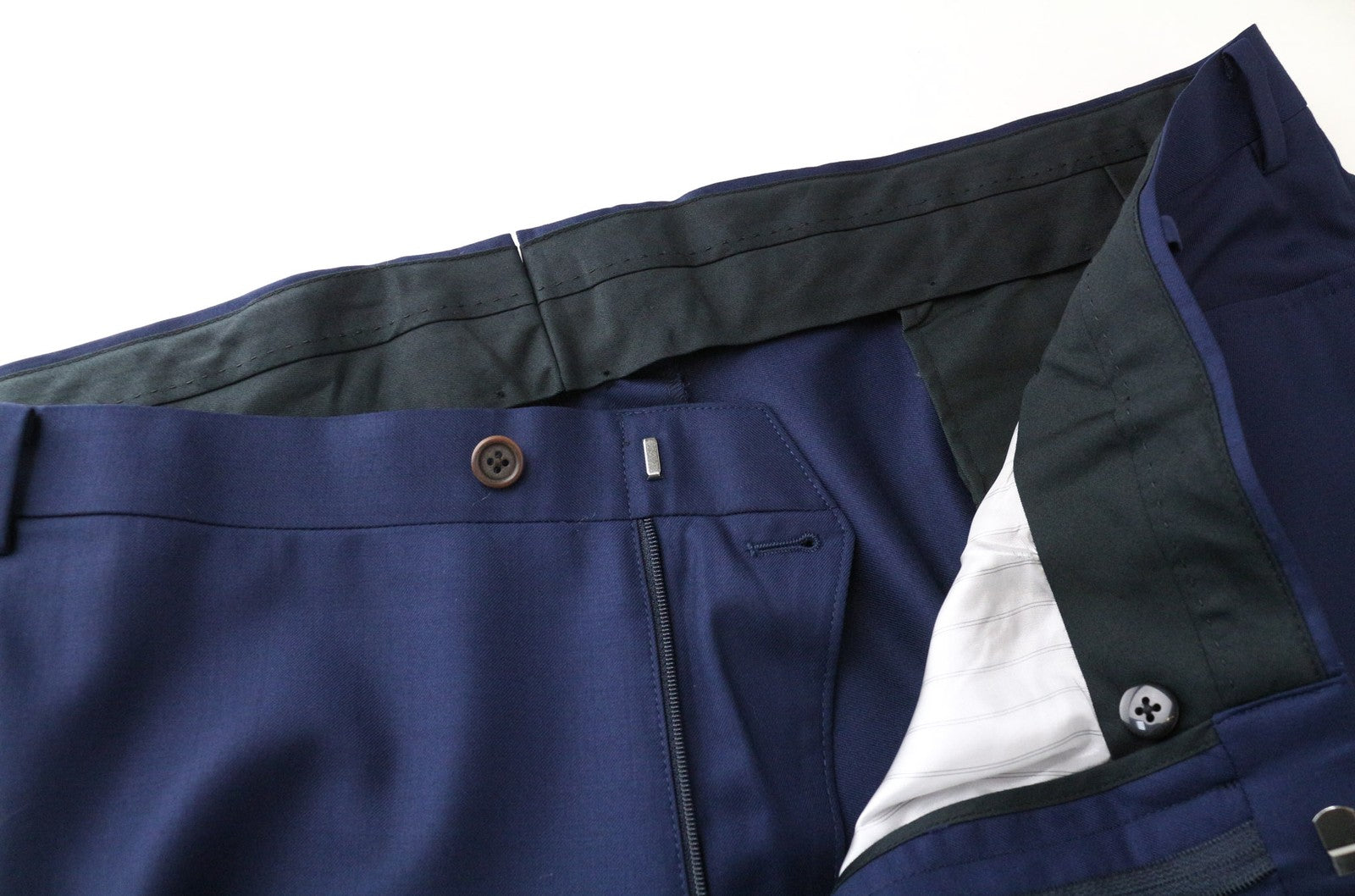 SUITSUPPLY Lazio Men's Trousers UK54S Blue Wool Pleated Front Business Formal