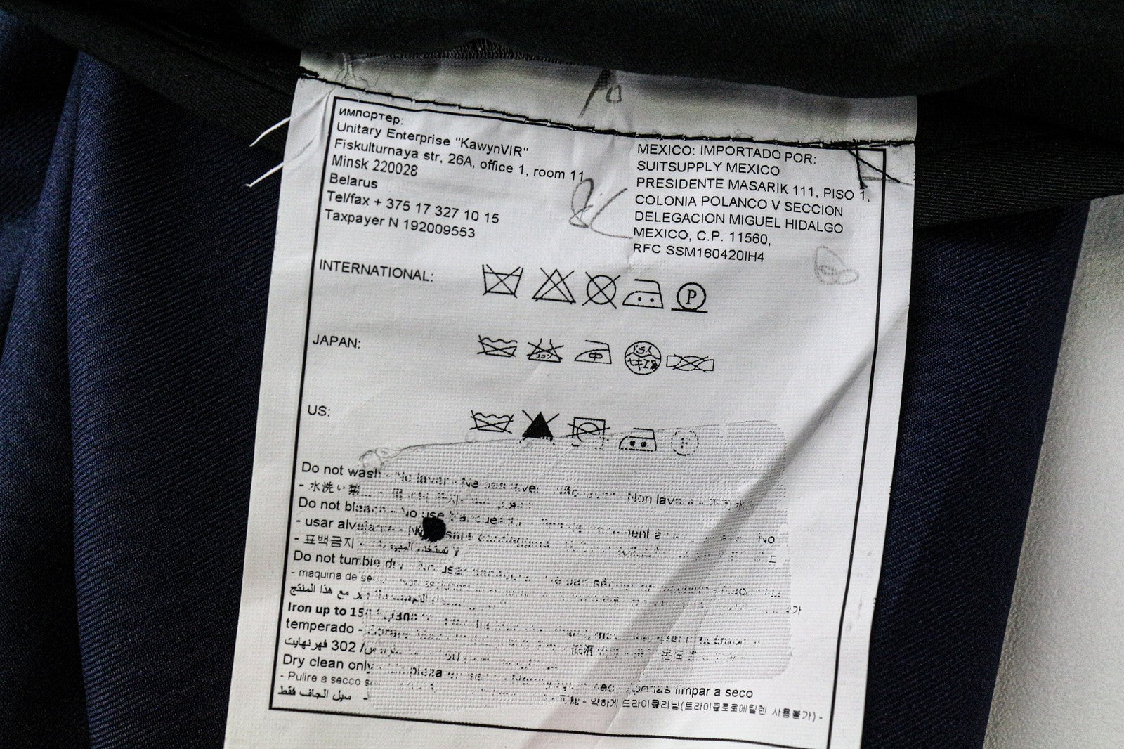 SUITSUPPLY Lazio Men's Trousers UK54S Blue Wool Pleated Front Business Formal