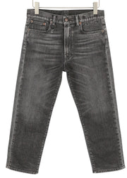 R13 Boyfriend moteriški džinsai 27 juodi, skalbti, išblukę, iki kulkšnių, trumpinti, su užtrauktuku. 