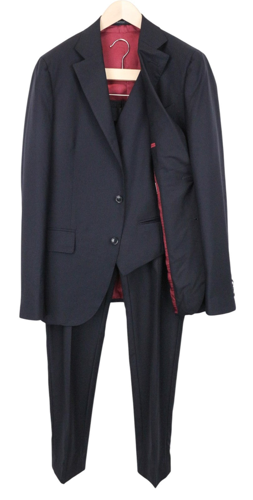 SUITSUPPLY La Spalla vyriškas kostiumas UK42R mėlynas vilnonis, trijų dalių, vienaeilis, klasikinis