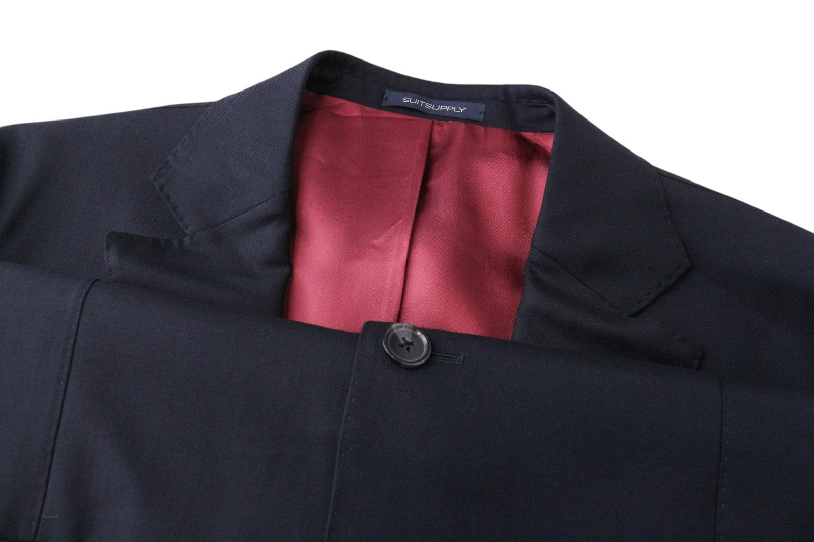 SUITSUPPLY La Spalla vyriškas kostiumas UK42R mėlynas vilnonis, trijų dalių, vienaeilis, klasikinis