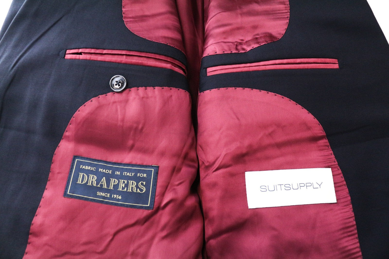 SUITSUPPLY La Spalla vyriškas kostiumas UK42R mėlynas vilnonis, trijų dalių, vienaeilis, klasikinis