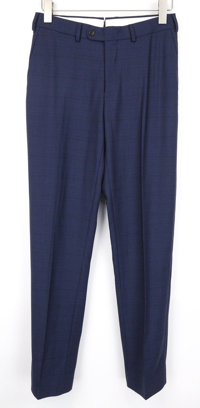 SUITSUPPLY Men's Trousers 44 Blue Checked Pattern Pleated Front Wool Formal