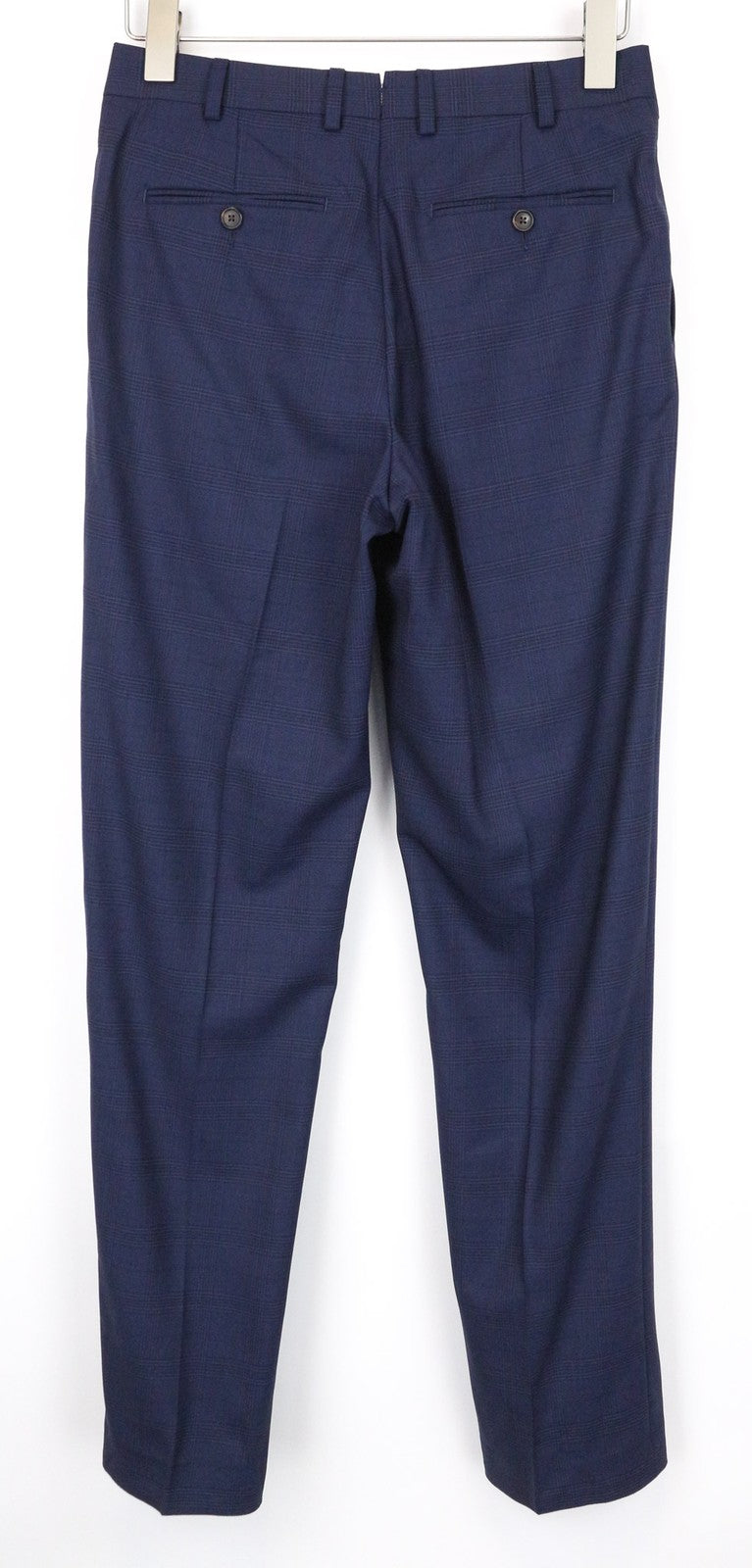 SUITSUPPLY Men's Trousers 44 Blue Checked Pattern Pleated Front Wool Formal