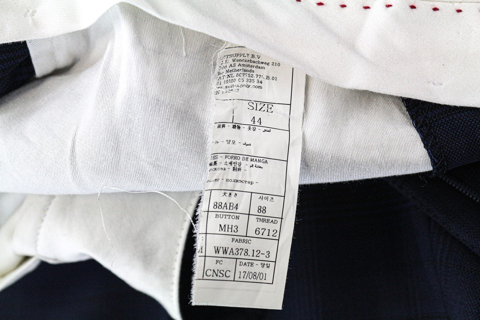 SUITSUPPLY Men's Trousers 44 Blue Checked Pattern Pleated Front Wool Formal