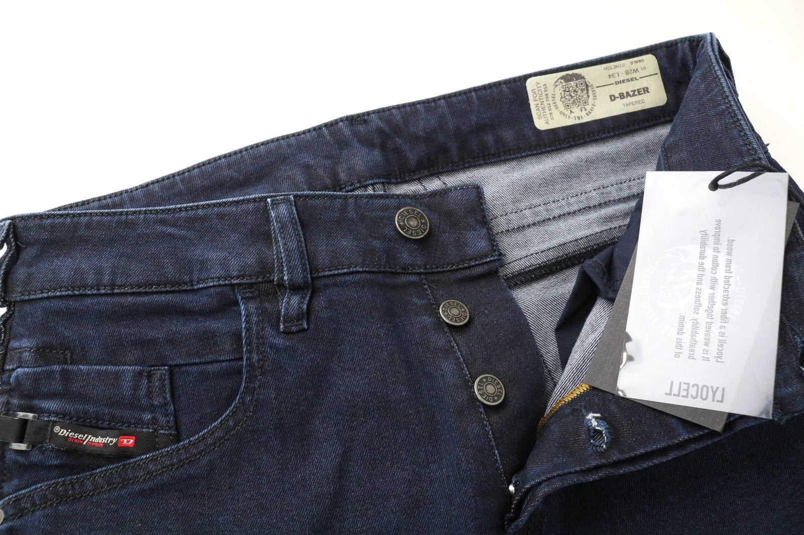 DIESEL D-Bazer 084LC vyriški džinsai W28/L34 siaurėjantys, mėlyni, tamprūs medvilniniai džinsai 
