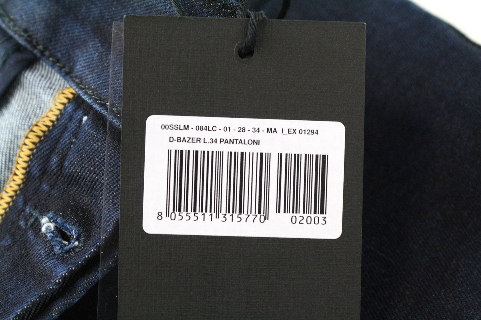 DIESEL D-Bazer 084LC vyriški džinsai W28/L34 siaurėjantys, mėlyni, tamprūs medvilniniai džinsai 