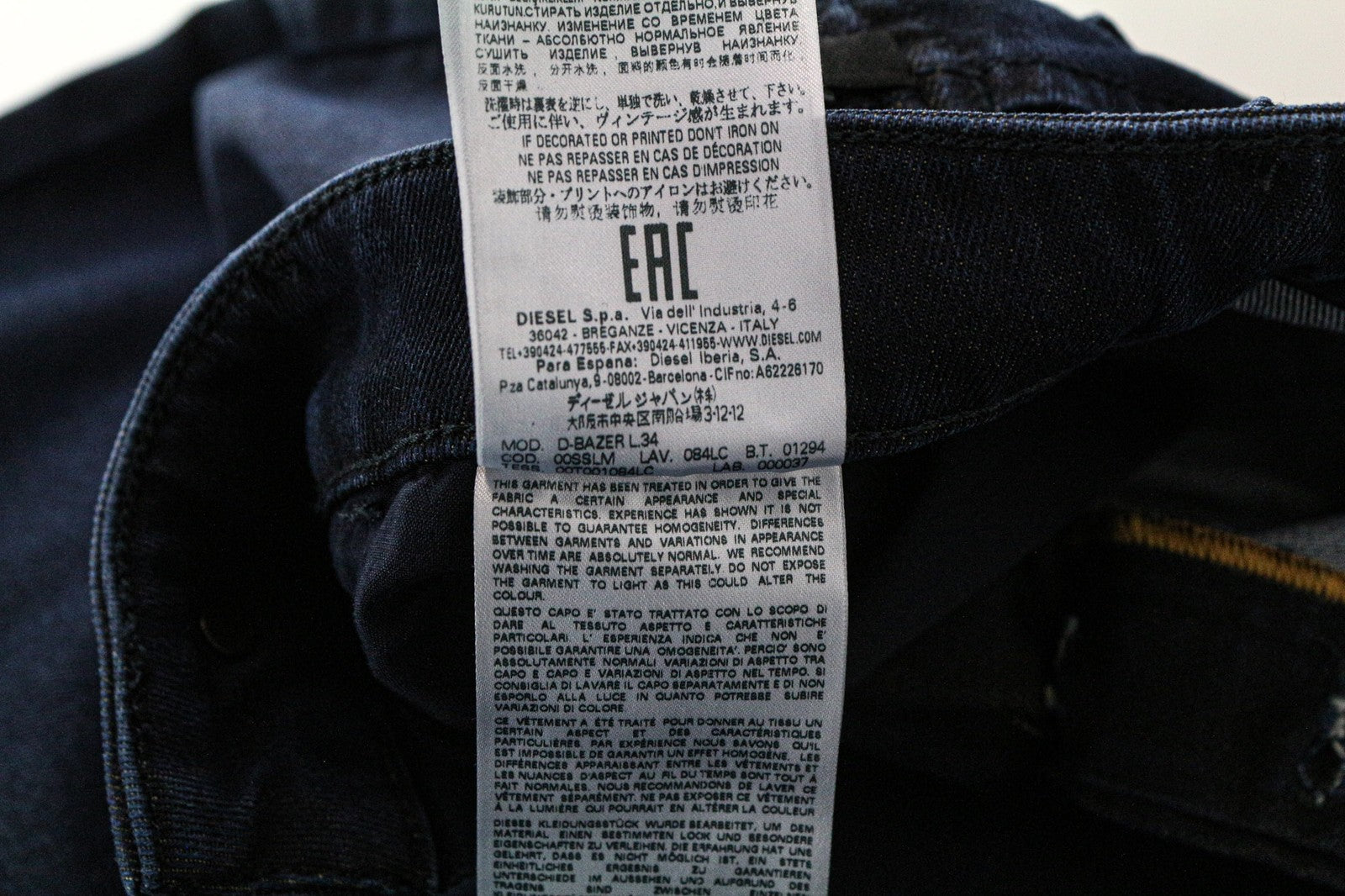 DIESEL D-Bazer 084LC vyriški džinsai W28/L34 siaurėjantys, mėlyni, tamprūs medvilniniai džinsai 