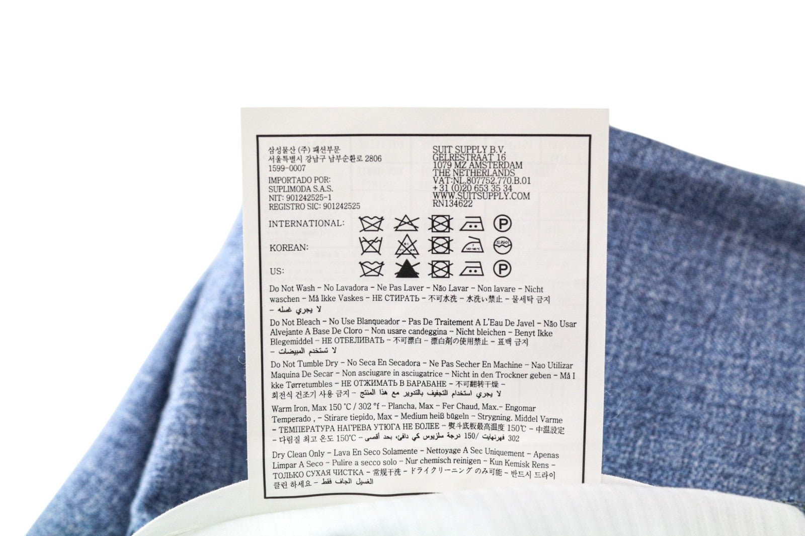 SUITSUPPLY La Spalla Men's Suit UK34R Peak Lapel Blue Wool Silk Linen 2 Piece