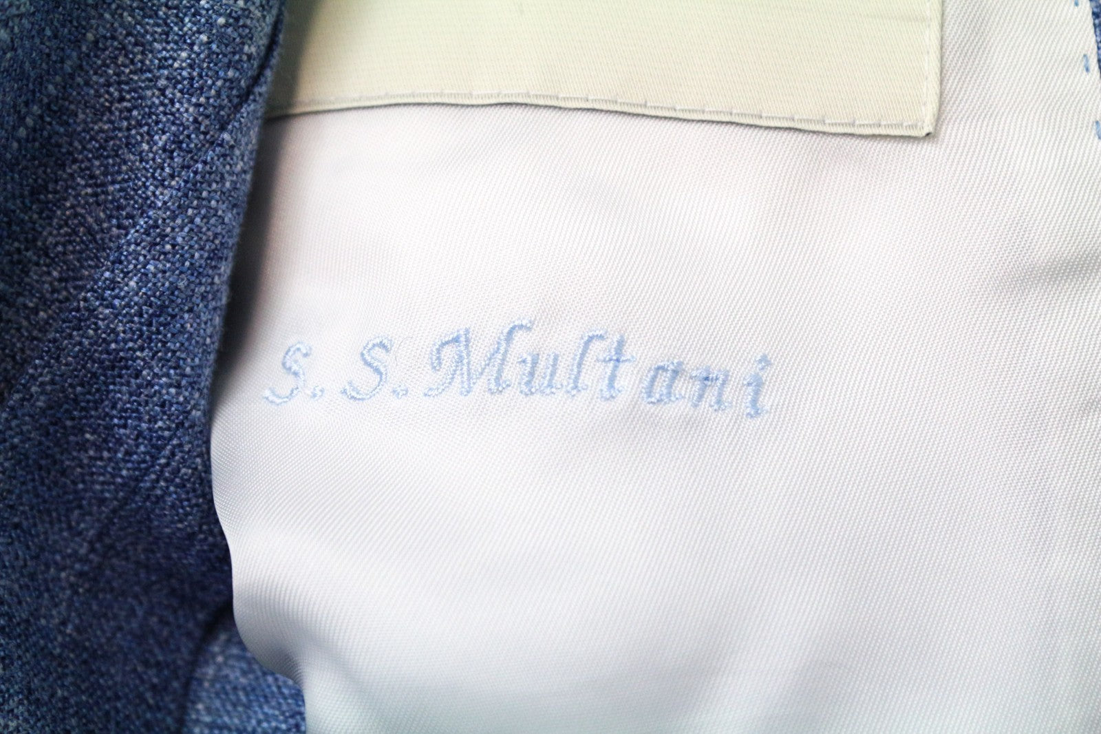 SUITSUPPLY La Spalla Men's Suit UK34R Peak Lapel Blue Wool Silk Linen 2 Piece