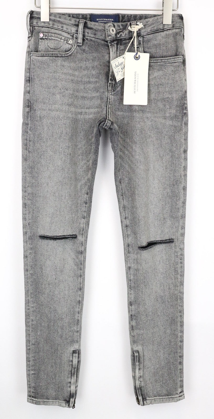 SCOTCH & SODA Skim X Women's Jeans W28/L32 Skinny Grey Cotton Ripped Knee