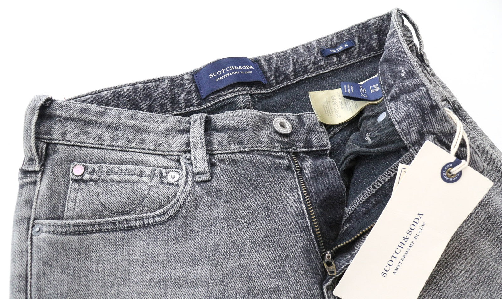 SCOTCH & SODA Skim X Women's Jeans W28/L32 Skinny Grey Cotton Ripped Knee