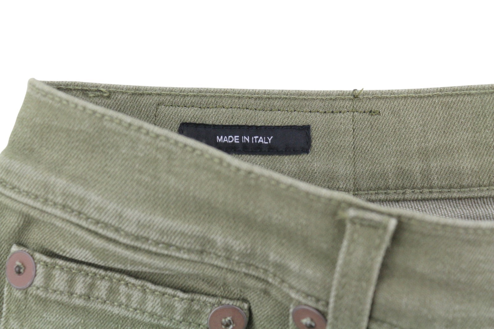 R13 Jane Women Jeans 28 Olive Green Stretch Loose Straight High Waist RRP€699