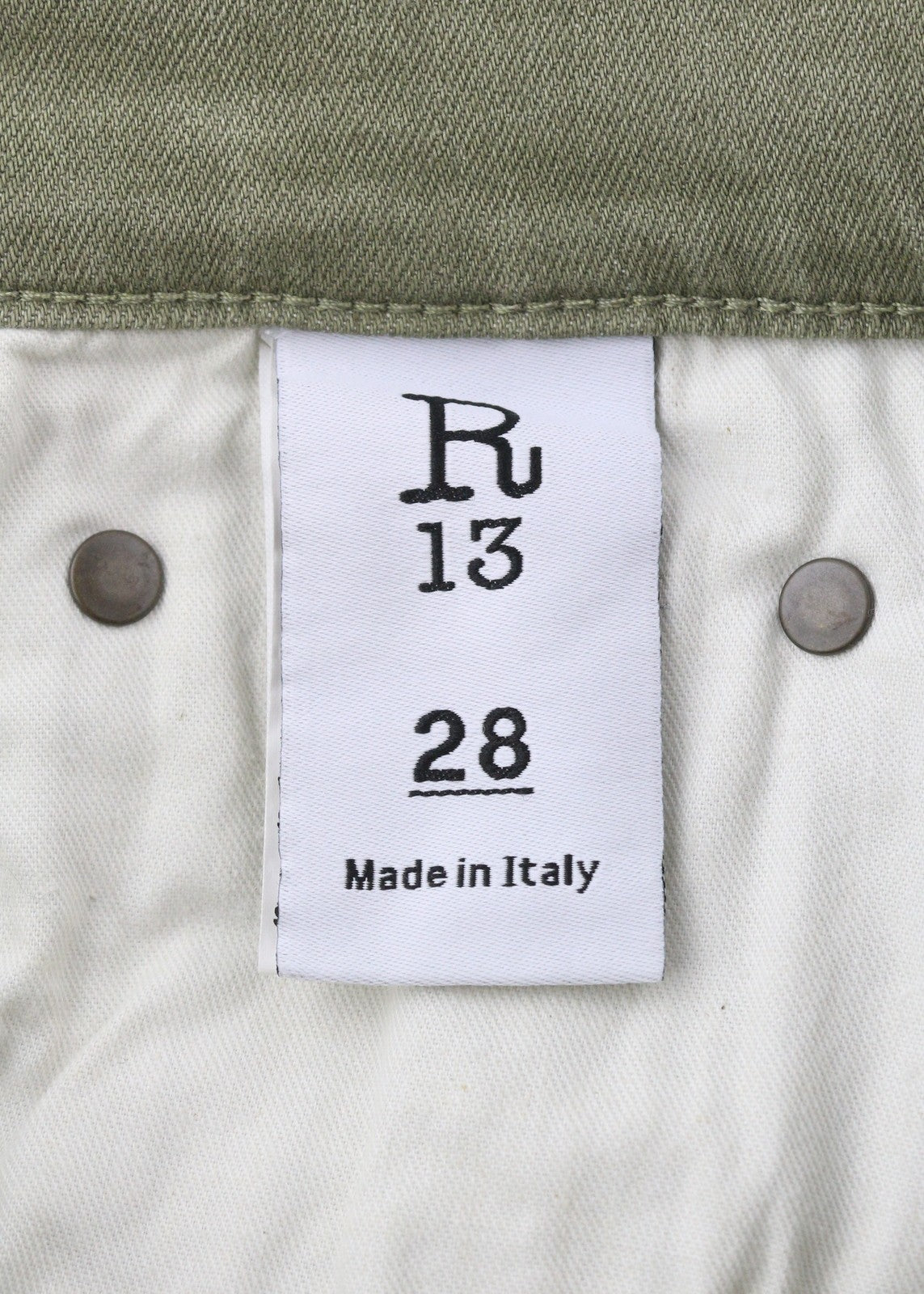 R13 Jane Women Jeans 28 Olive Green Stretch Loose Straight High Waist RRP€699